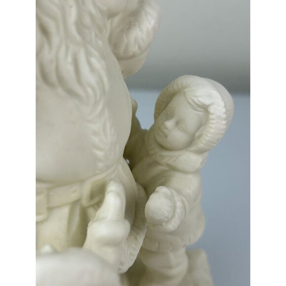 Vintage White Bisque Santa with Children Musical Figure Here Comes Santa Claus - Picture 11 of 12